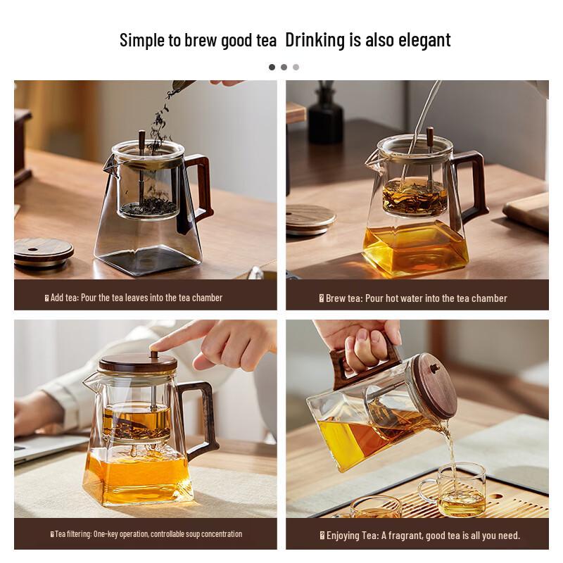 Large Capacity Glass Press-Type Teapot with Infuser