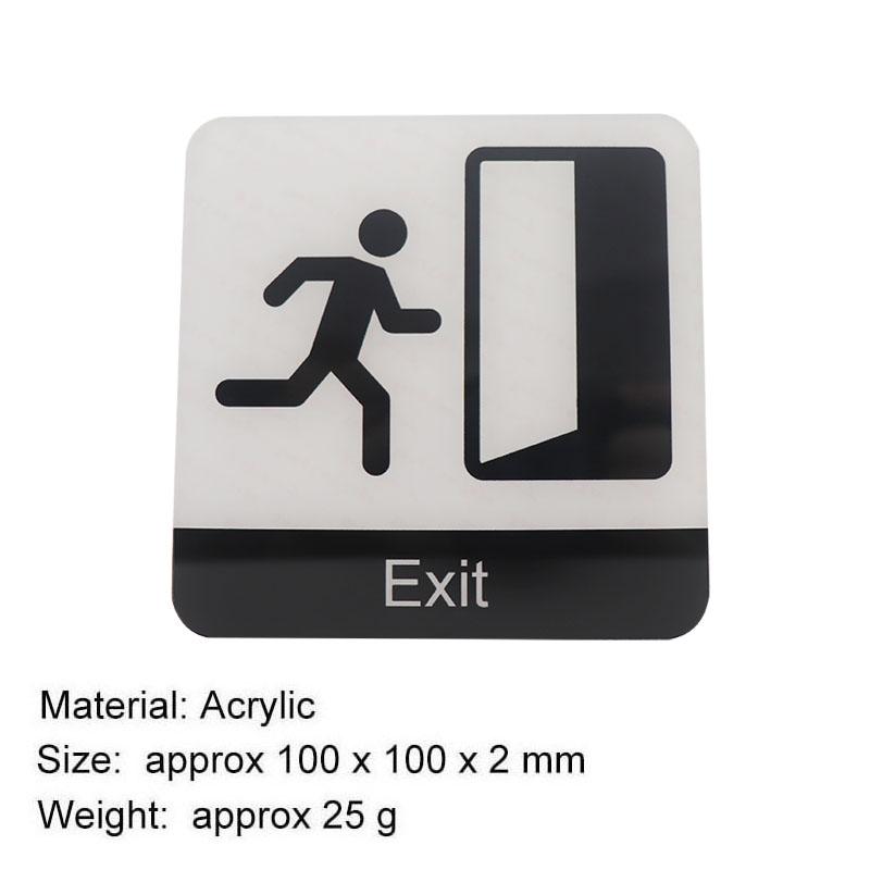 Pop Black Acrylic Creative Signage Exit Sign Wall Label Sticker Reminder Badge for Shopping Malls Cinemas Office Buildings Industrial Schools Hospital