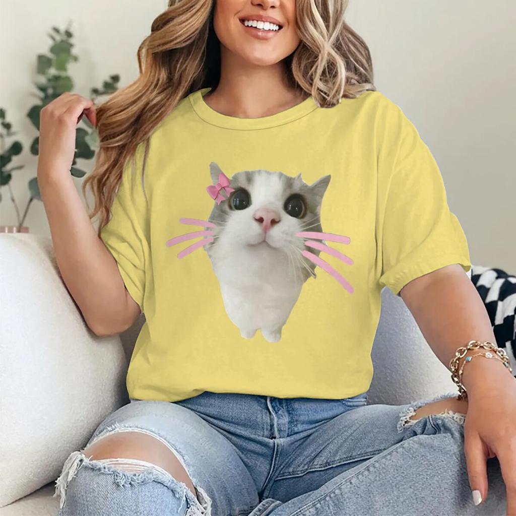 Funny Cat 3D Print Women Casual Crewneck TShirt Women Unisex Harajuku T Shirts Meme Animal Cat Print  Casual Fashion Tshirts