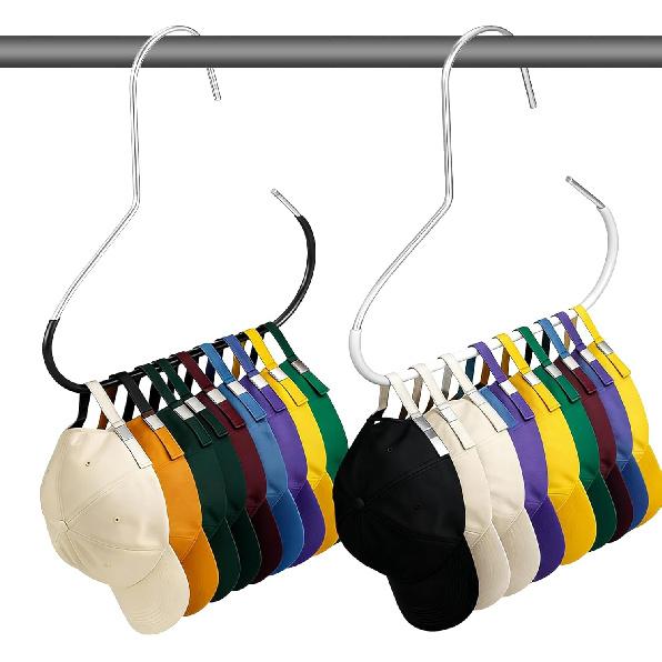 4 Piece Baseball Cap Hangers Stainless Steel Hat Storage Hook Hat Organiser for Baseball Caps Ball Cap Holder Rack Closet Accessories Holder for Hats