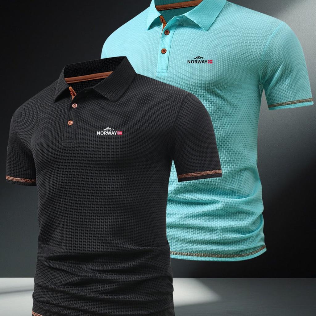 2 stuks Heren Outdoor Golf Polo - Korte Mouw & Kleurblok, Heren Sportshirts voor Business Casual Polo, Ademend voor Lente Zomer