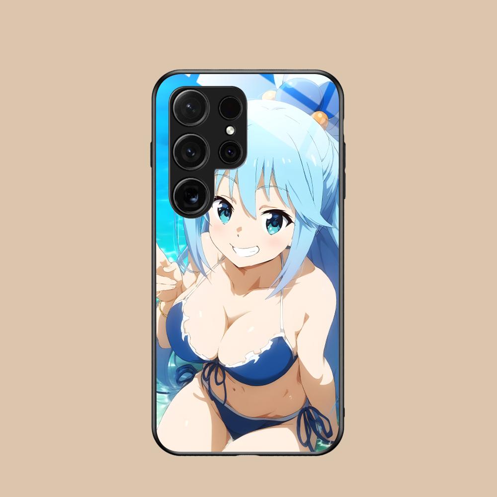Konosuba Aqua Glass Mobile Phone Case for Samsung Galaxy A56 55 54 53 52 51 36 35 34 23 16 15 5G Colorful Cover Galaxy A33 5G