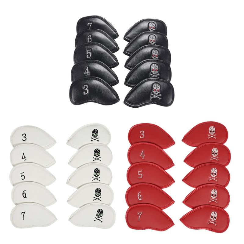 10Pcs Golf Head Cover Color Leather Iron Cover Golf Club Cover with Big Number
