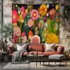 Colorful Floral Tapestry Abstract Flower Wall Hanging Whimsical Botanical Wall Art Maximalist Garden Decor Boho Flower Tapestry