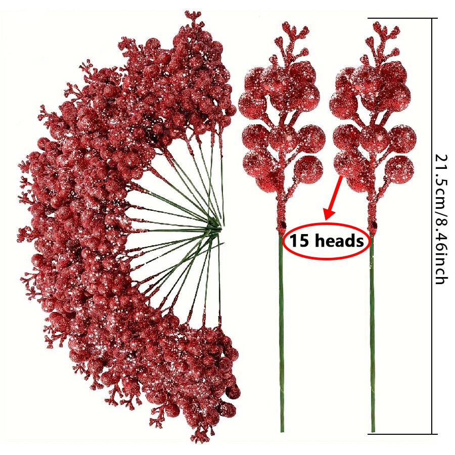 5-30Pcs 22cm Christmas Decoration Glitter Berrie Artificial Flower Bouquet Christmas Tree Ornaments for Home New Year 2026 Decor