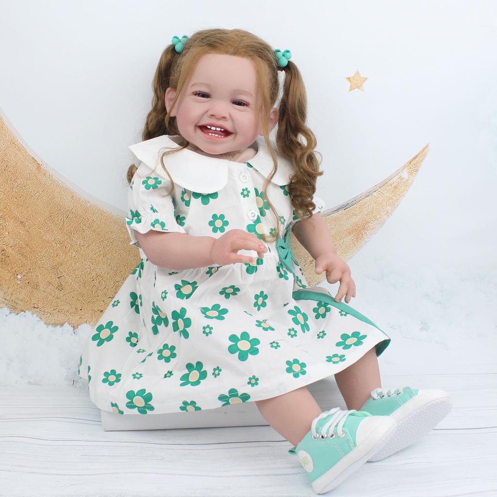 60 CM 3D Boya Cilt Kumaş Vücut Silikon Yeniden Doğmuş Bebek Bebek Kız Sanat Bebe Kan Damarları Ile Gerçekçi El Yapımı Gülümseme Yürümeye Başlayan Çocuk