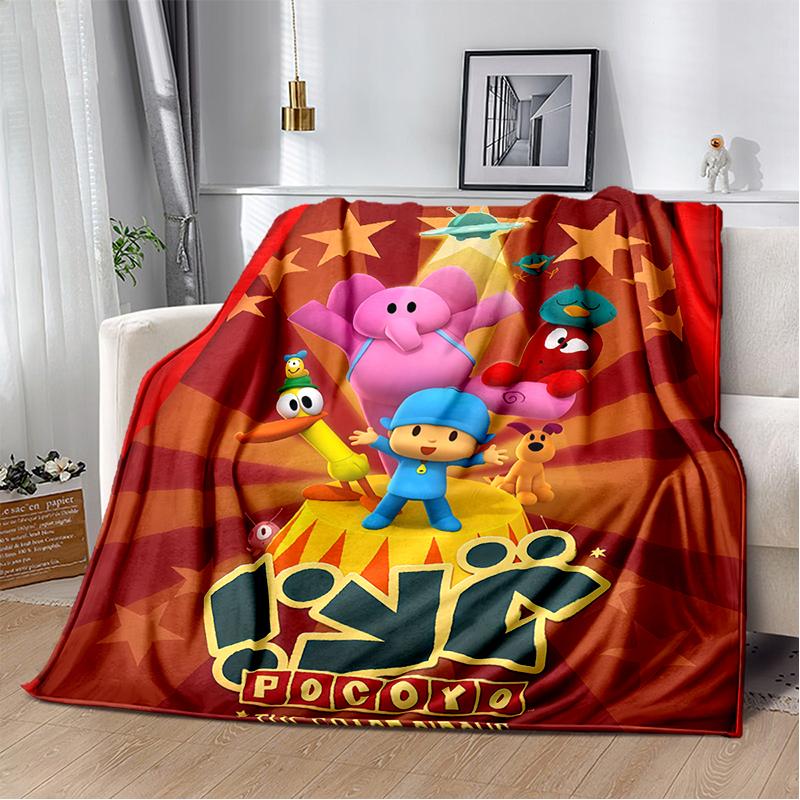 Coperta Cartone Animato 3D Divertente P-Pocoyo Elly Pato, Morbida Coperta da Lancio per Casa Camera da Letto Letto Divano Picnic Viaggio Ufficio Copertura Regalo per Bambini