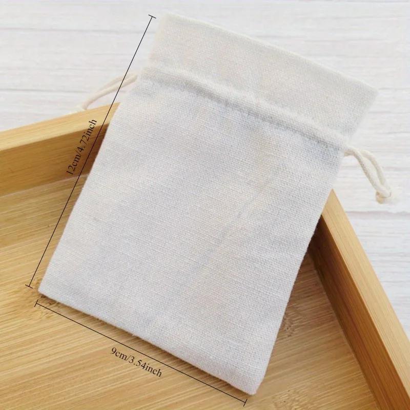 10Pcs Linen bundle pocket canvas bundle pocket cotton sack burlap bag rice gift drawstring small cloth bag