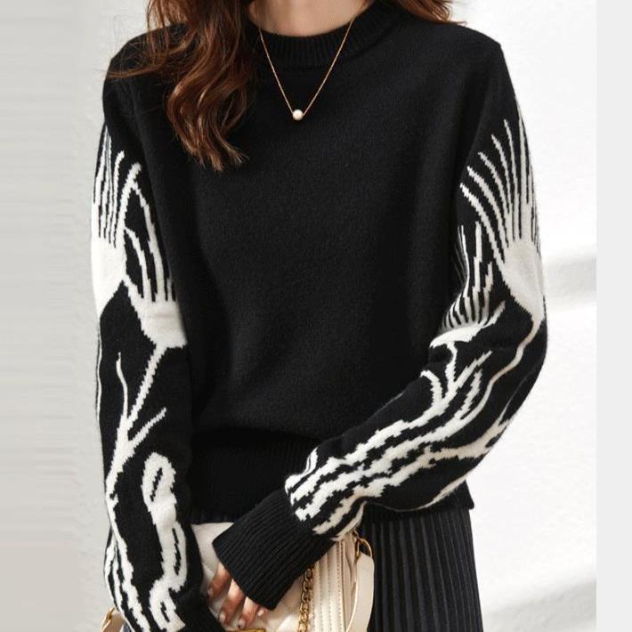 Thickened Sweater Women's Autumn and Winter Round-neck Casual Knitted Sweater Loose Short Pullover