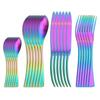 Western Style 304 Stainless Steel Flatware Cutlery Set Tableware Knife Fork Coffee Spoon Kitchen 24Pcs Rainbow Dinnerware Set
