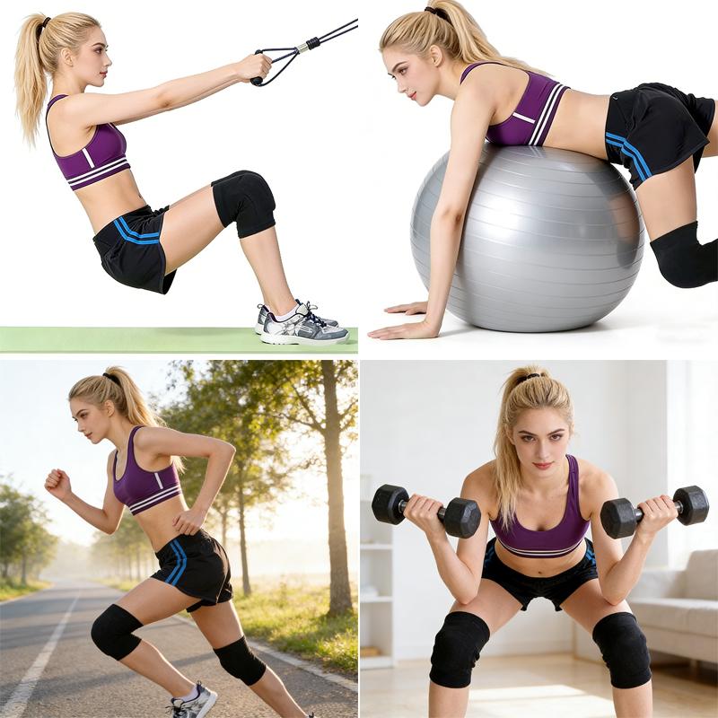 Sport Kompressions-Knieschoner Elastischer Knieschützer Verdickter Schwamm Kniebandage Unterstützung für Tanzen Workout Training Yoga