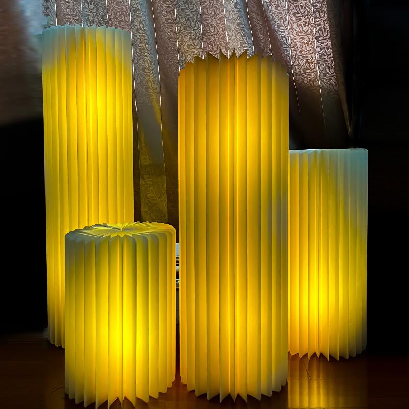 Glowing Foldable Paper Dessert Table for Wedding Celebration & Proposal; Unique Foldable Roman Column Path Guide