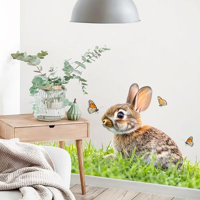 Realistic Little Rabbit Butterfly Window Sticker for Balcony Room Glass Home Decoration Self-Adhesive