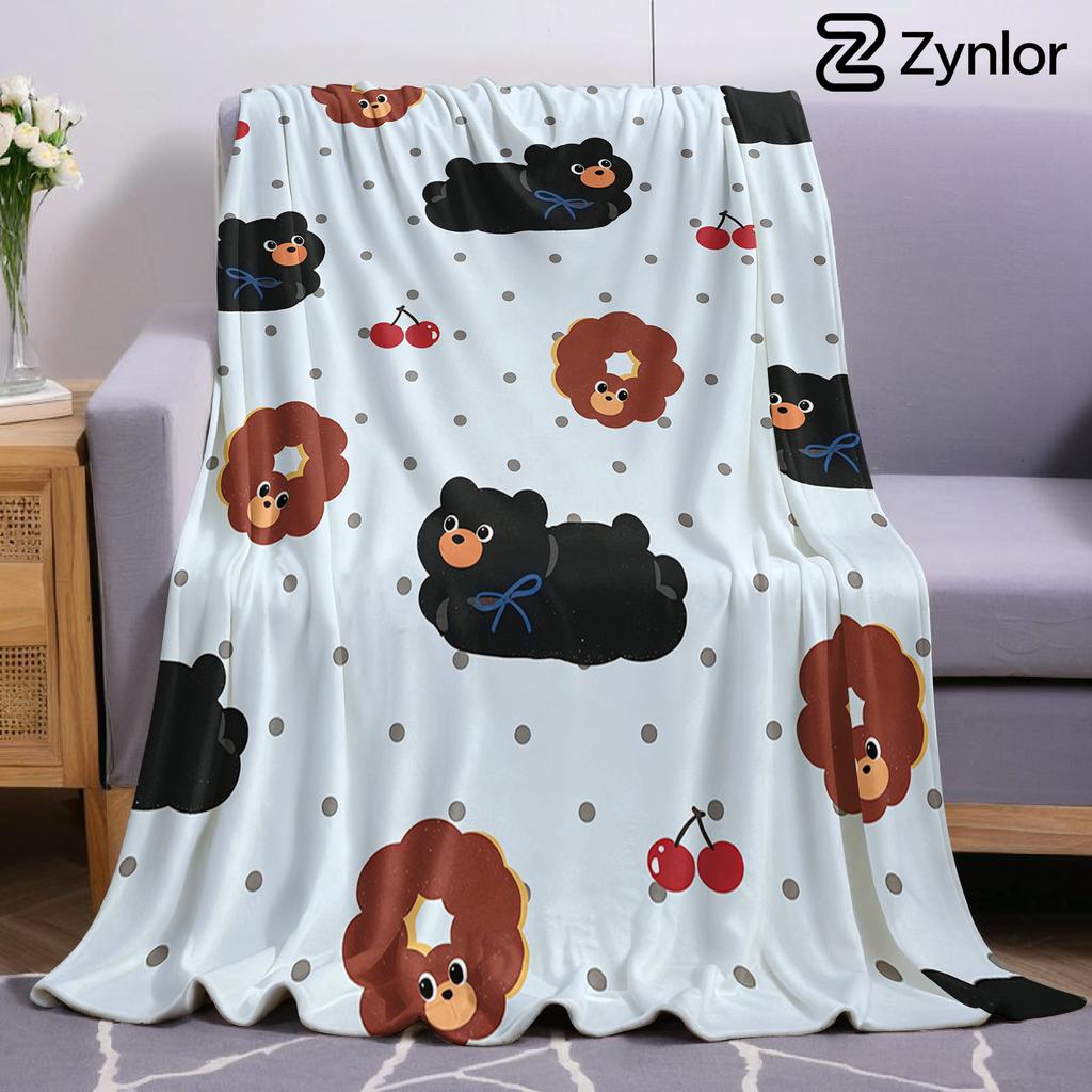 Black Bear Donuts Ultra Soft Sherpa Fleece Blanket Fluffy Warm Halloween Cozy Throw For Sofa Couch Bedroom Gift All Season