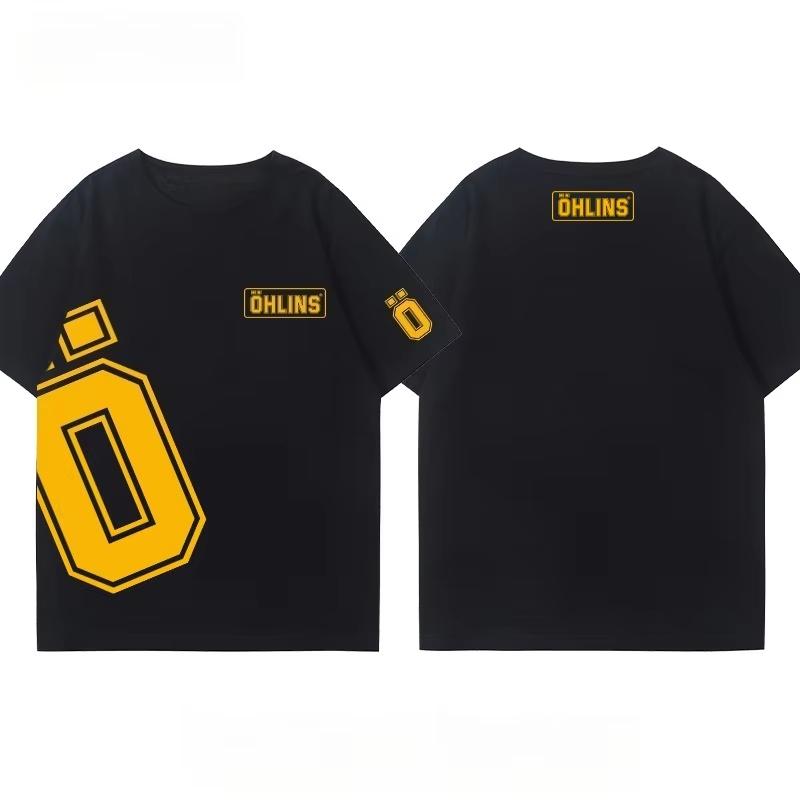 OHLINS Motorcycle Shock Absorber Modified T-shirt Clothes Casual Trendy Brand Men's Women's Car Club Crew Neck Short-sleeved Top