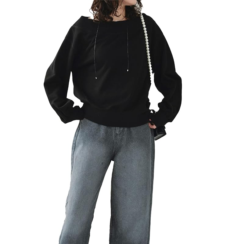 

[Titty Bait] off shoulder sweatshirt pullover AFXP4157 ladies S black