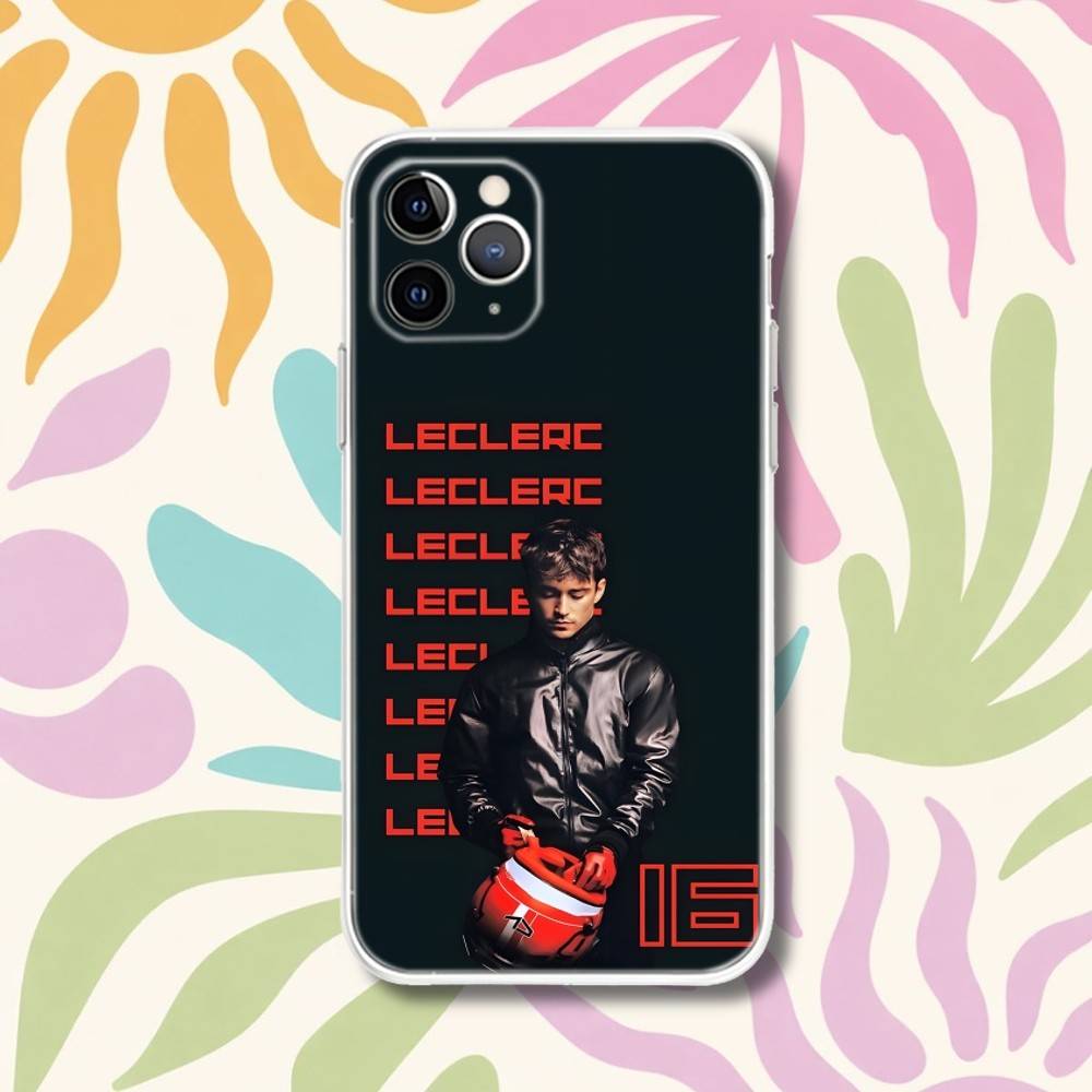 C-Charles 16 F1 L-Leclerc Phone Case For iPhone 17,16,15,11,12,14,13 Pro Max Plus Mini X,XS,XR,16E Air Transparent Cover Fundas