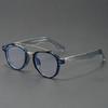 Women's Blue Transparent Double-Beam Acetate Glasses Frame with Flat Lenses & Blue Light Blocking Option