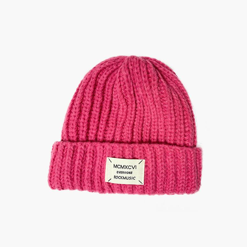 Letter Cloth Label Knitted Hat for Women Autumn and Winter Korean Style Fashion Student Wool Hat Cold Hat Male Couple