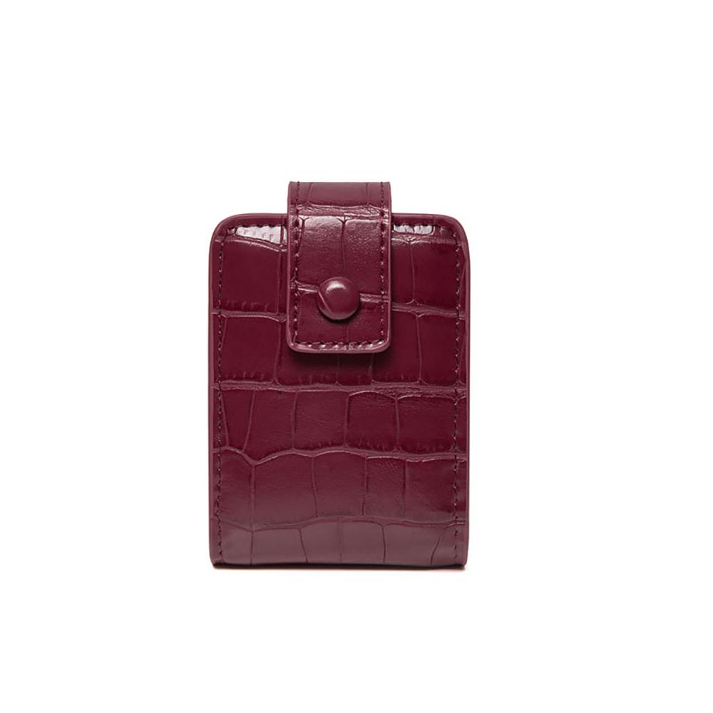 

Mini Crocodile Pattern Durable Cosmetic Pouch Makeup Bags with Mirror Lipstick Organizer бордовий
