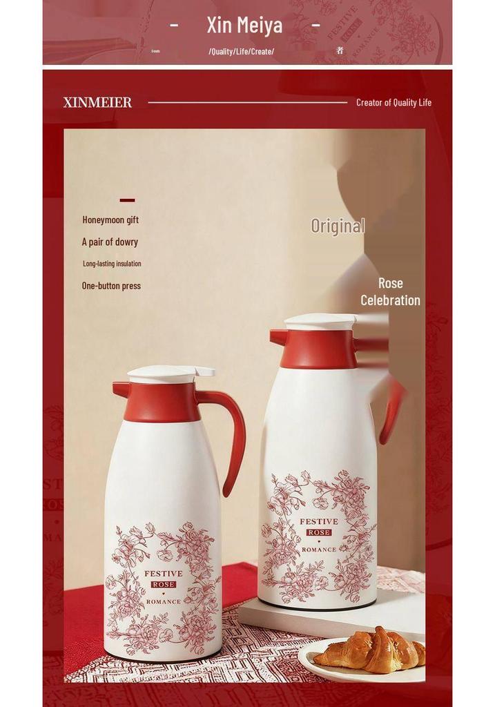Elegant Red Wedding Thermos Pair - 2025 New Style Warm Water Bottles for Newlyweds
