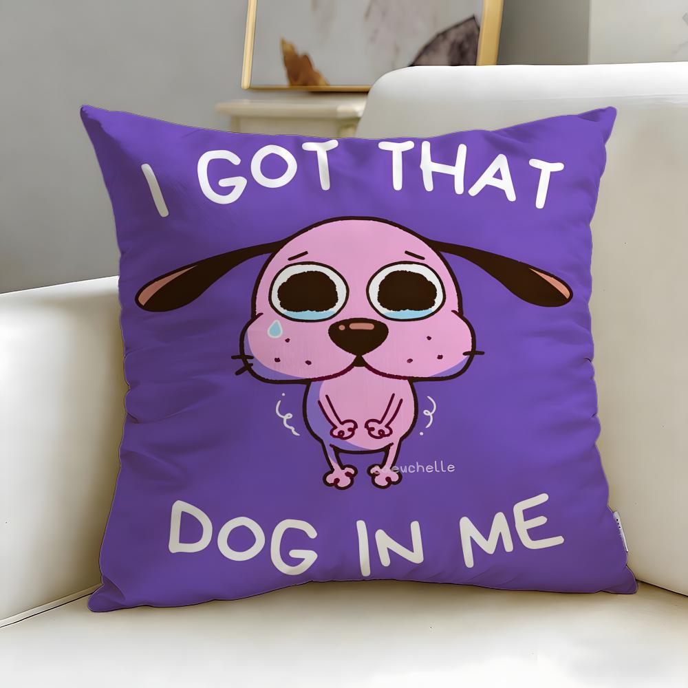 Cartoon Courage the Cowardly Dog Cushion Cover Soft & Easy-Wash Pillow Case – Versatile for Couch, Bed, Travel and Office