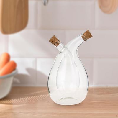 2 In 1 Cruet Bottle Separated Compartments 3.7x5.5inch Hand Blown Glass Versatile for Kitchen
