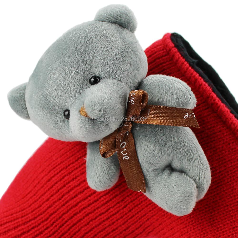 Niedlicher Bär Gestrickte Golfschlägerhaube für Putter Blade Golf Putter Schutz Rot Blau Weiß