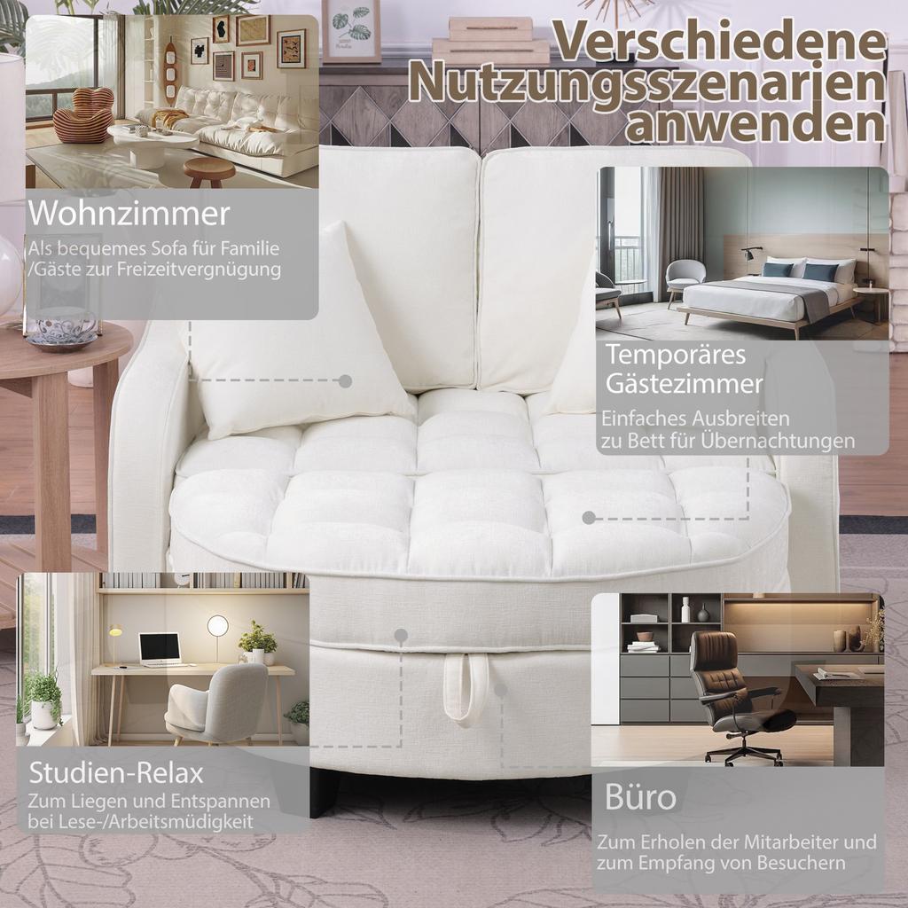 Multifunctional Sofa, 2-in-1 Sofa Bed, Storage Ottoman, Breathable Skin-Friendly Fabric, Eco-Friendly Eucalyptus Wood, Living, Study, Bedrooms, Beige