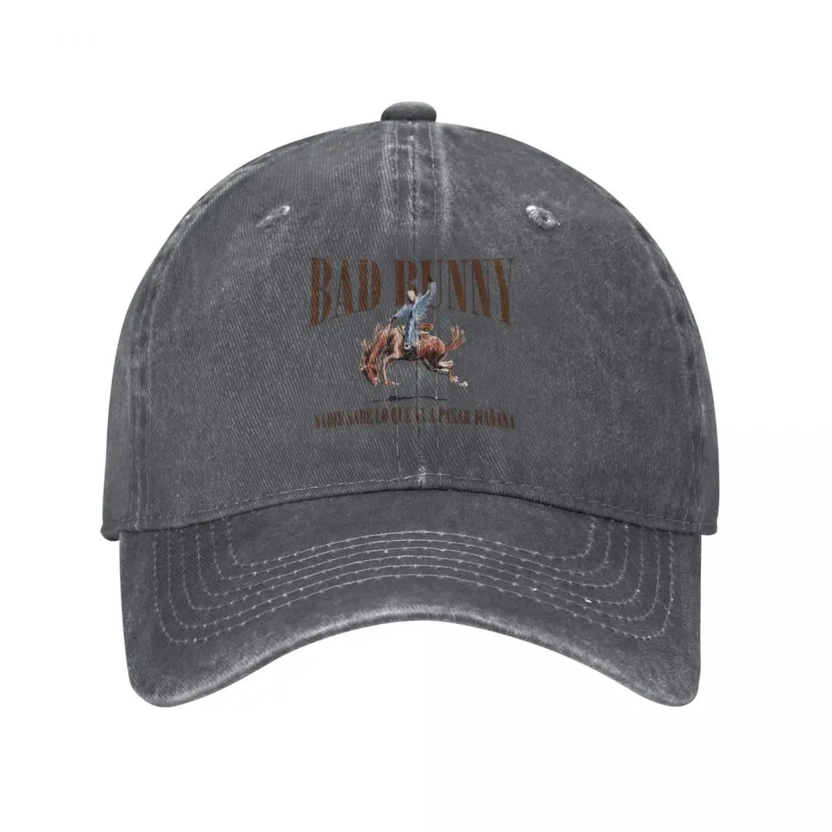 Tour Bad Bunny Nadie Sabe Baseballkappen Retro Used Gewaschen Musik Sonnenschutzmütze Herren Damen Outdoor Sommer Verstellbare Hüte Kappe Adjustable dunkelgraue