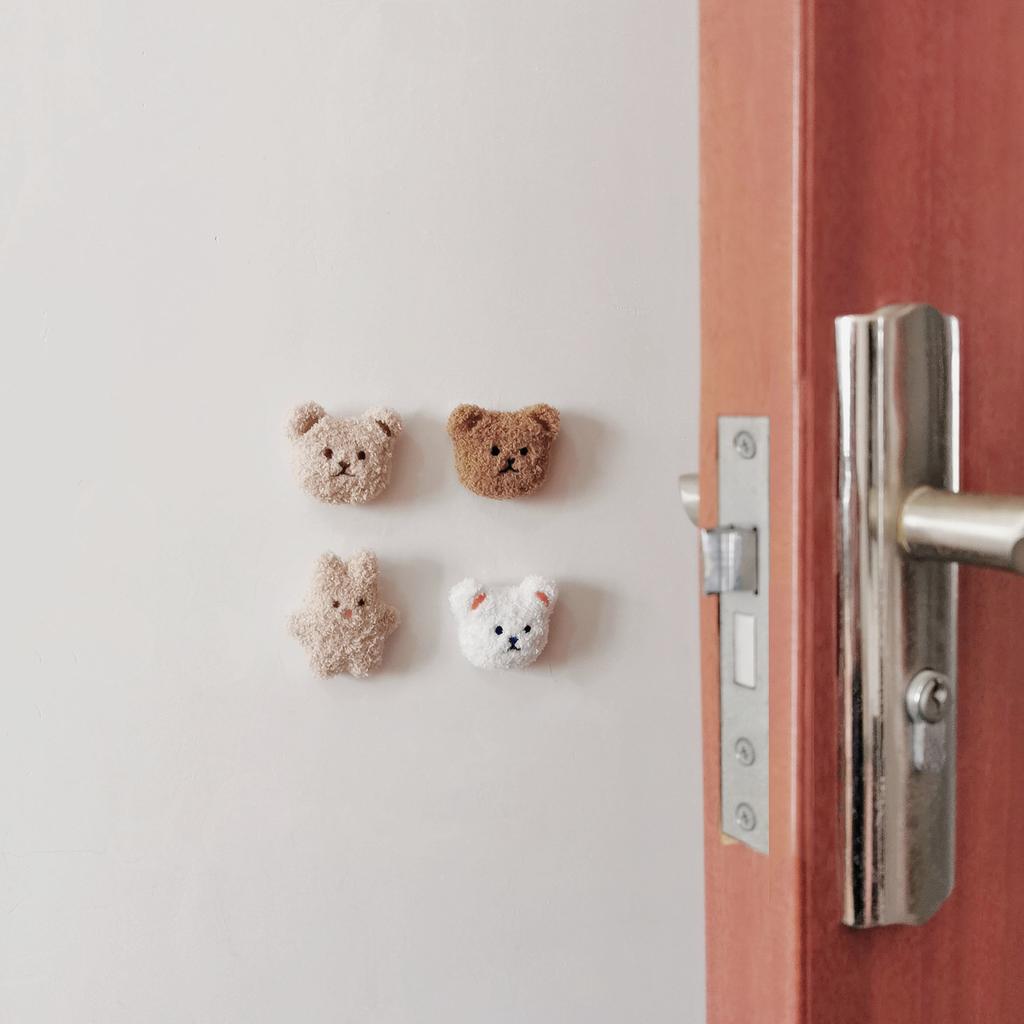 Ins Korean Bear Children's Room Door Rear Handle Silent Anti-collision Sticker Cushion Anti-Bump Wall Protector Door Stopper