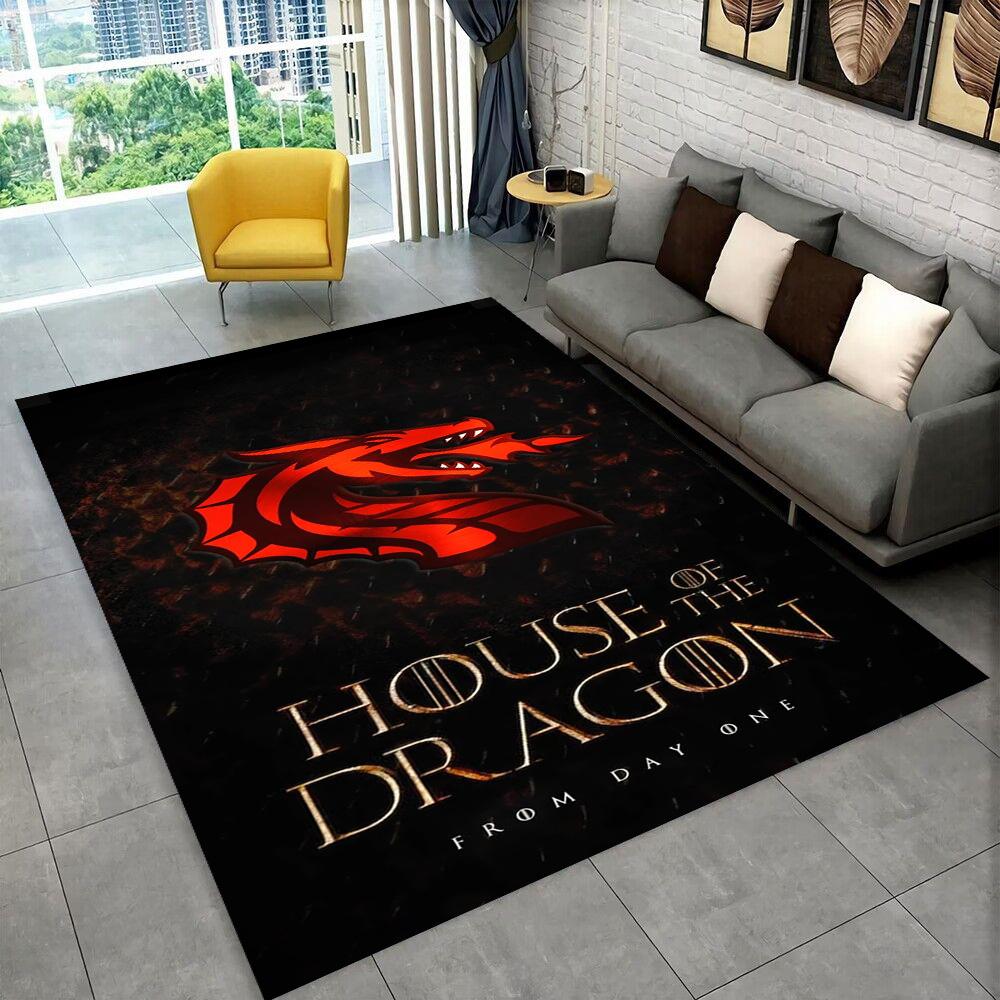 Tappeto Area Tappeto Tappeto TV Film House of The Dragon per Casa Soggiorno Camera da Letto Divano Zerbino Decorazioni, Tappetino Antiscivolo per Giochi Bambini 3D