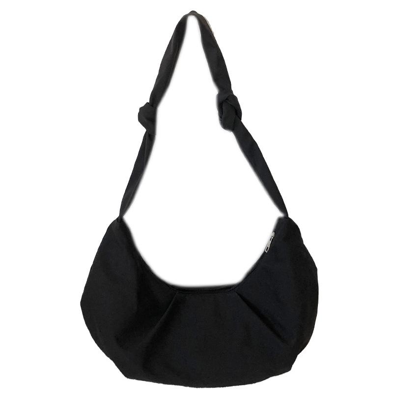 Korean Casual Large-Capacity Handbag Nylon Niche Design Pleated Shoulder Bag Retro Dumpling Messenger Bag Women