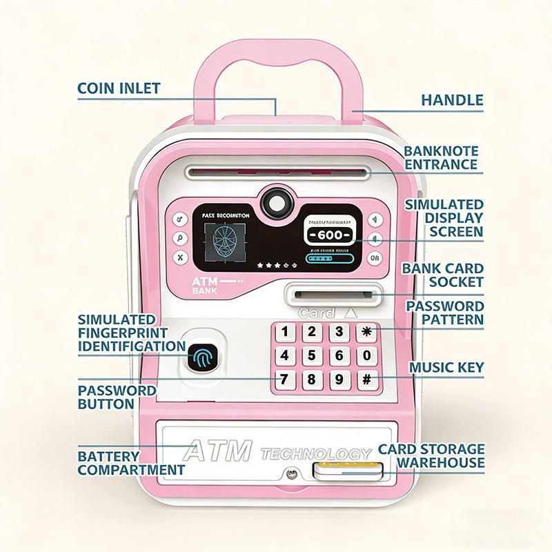 Simulated ATM Password Piggy Bank, Creative Kids Toy, Holiday Gift, Learning To Save, Learning Financial ManagementHoliday Toy