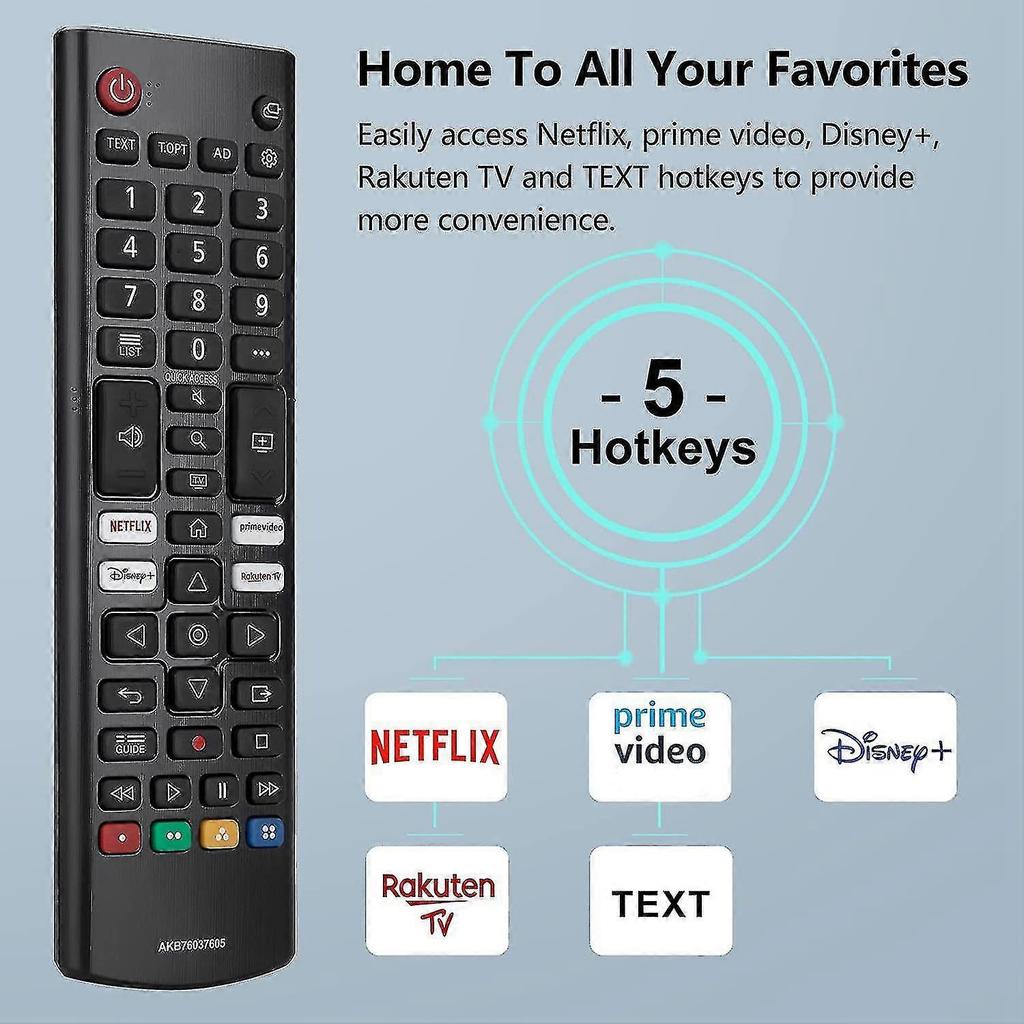 Tv Remote For Lg Akb76037605 ,improved Infrared Lg Tv Remote Control, With , Prime Video,rakuten Tv - PJ Less