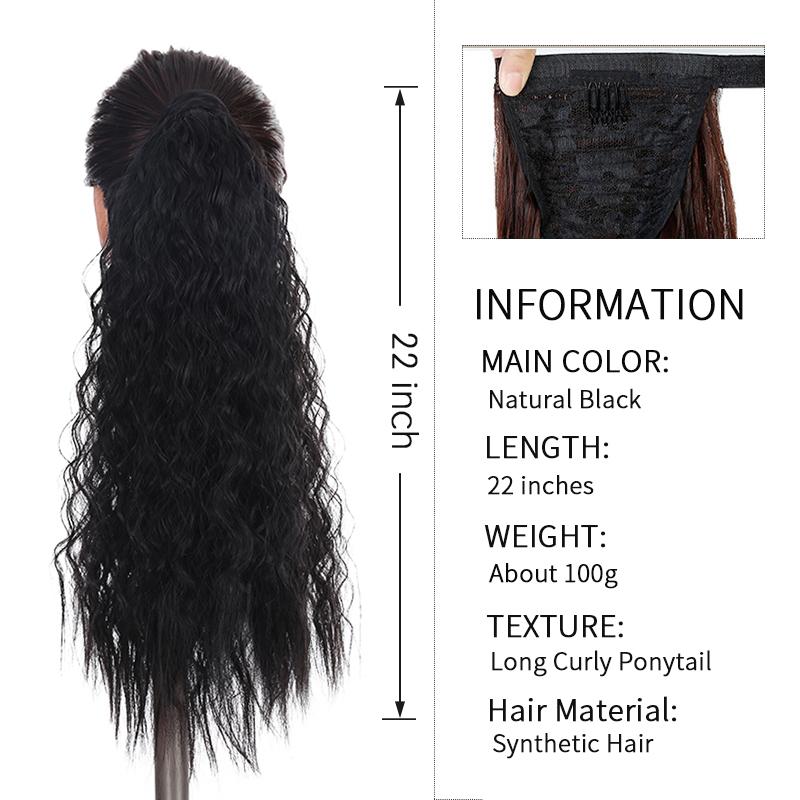 

LUPU 24-дюймовый длинный волнистый хвостик, искусственные волосы, синтетические наращивания, термостойкие волосы на липучке, обертка вокруг пони, шиньон для женщин 60CM