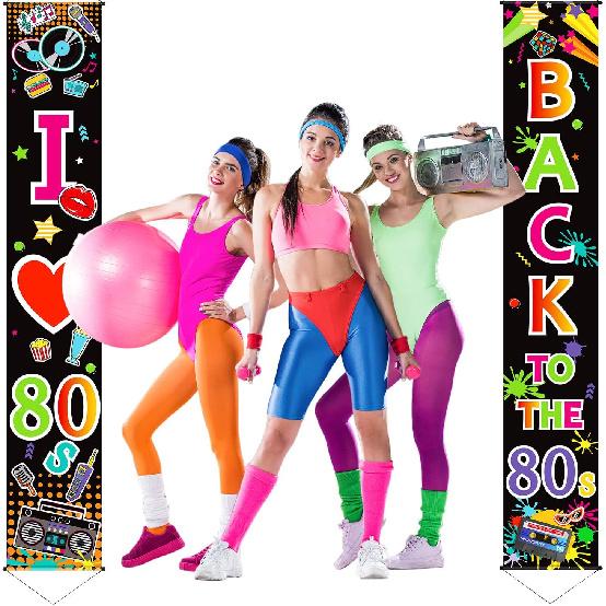 Blulu 70s 80s Party Decoration 90s 80s Banner I Love 1980s Backdrops Back to The 1980s 1970s Hanging Porch Signs for Wall Door Decor Hip Hop Rock
