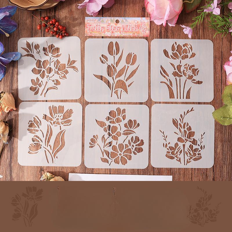 4/6pcs/set Floral Butterfly Stencil Templates for Scrapbook Wall Small Creative Design DIY Decor Stencils for Painting and Decor