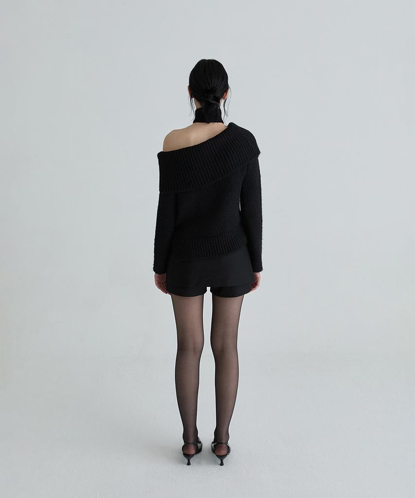 NOT YOUR ROSE Scarf Symbol Knit Set (Black)