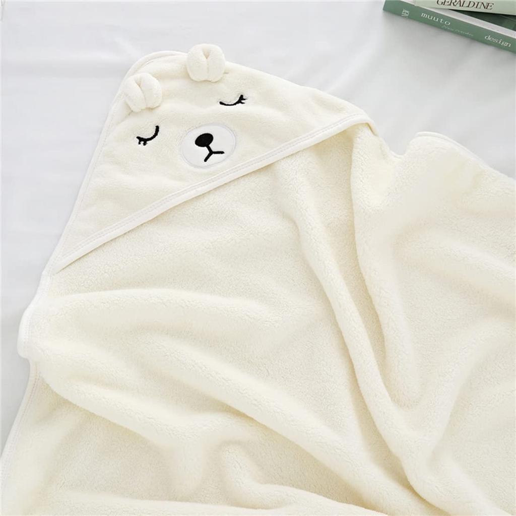Hug Hug Honey Baby Swaddle, Newborn Fluffy Blanket, Bath Towel (White)