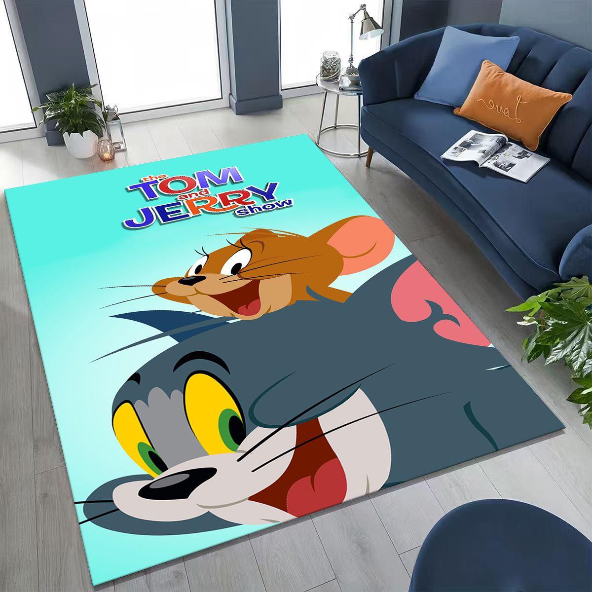 

3D T-tom and Jerry Cat Mouse Cartoon Art Carpet Rug for Bedroom Living Room Sofa Home Doormat Decor,Large Kid Non-slip Floor Mat 230x160cm( 90x62in )