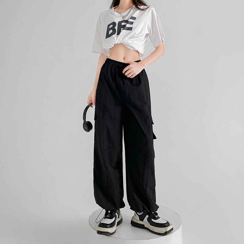 Summer Women's New Drape and Thin Informal Sweatpants Straight American Sports Wide-leg Pants