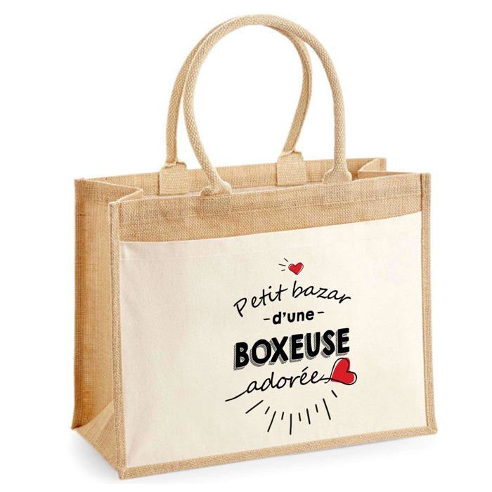 Sac de plage - PLANETEE - Bazar d'une Boxeuse adorée - Coton naturel - 43 x 33 cm - Bandoulière