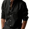 Spring Autumn Men's Cotton Linen Long Sleeve Button Up Shirt Vacation Casual Breathable Top