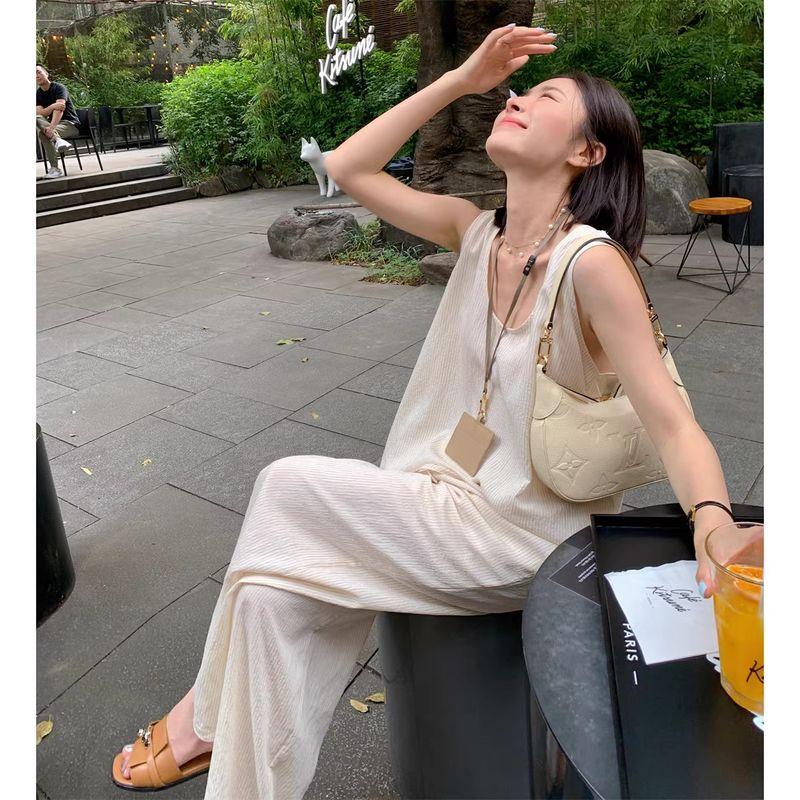 Lickysenior In Stock Timeless Suit Vest Women's Summer High Waist Thin Loose Casual Pants Two-piece Set