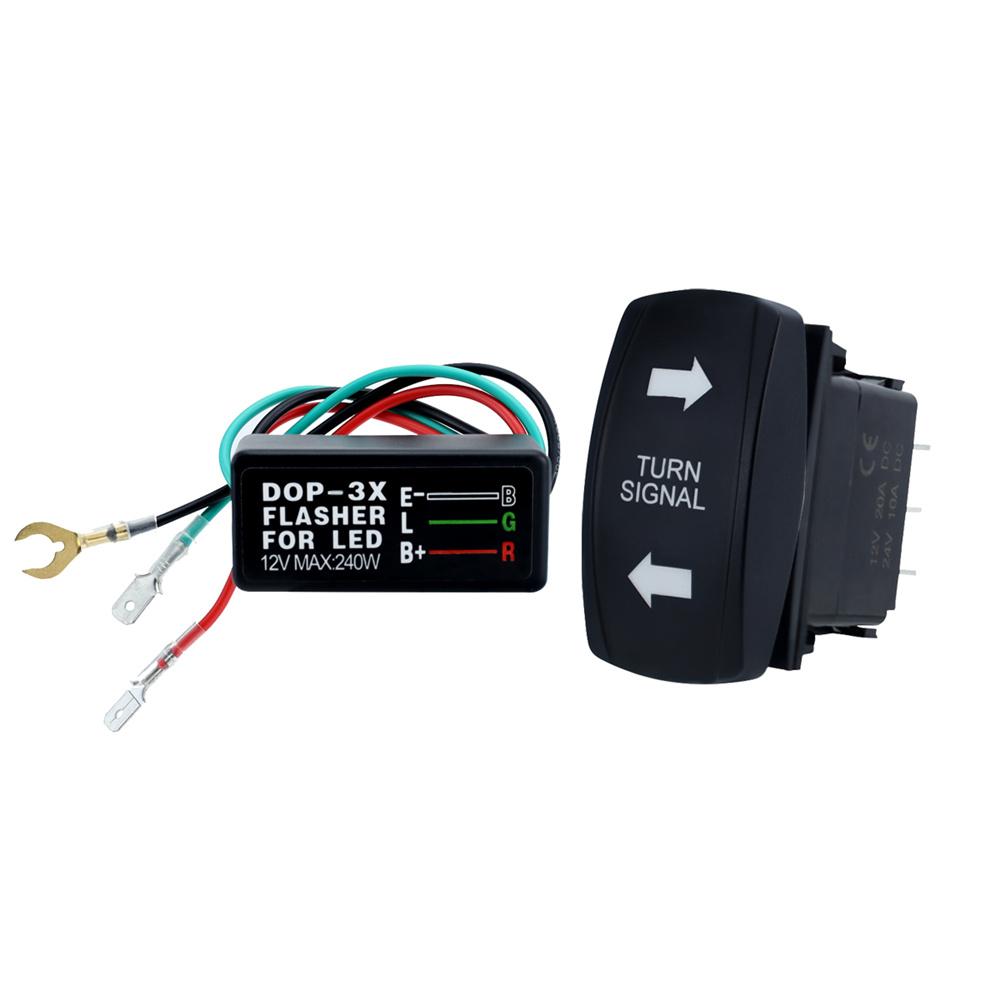 Turn Signal Rocker Switch w/ Flasher For ATV UTV Off-Road Pickup Boat Motorcycle