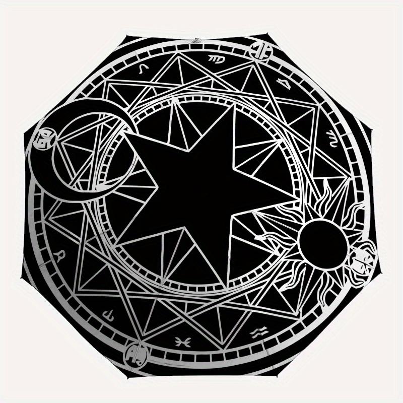 "Enchanted Star Mandala: Mystical Symbolic Artwork for Decor"Umbrella, Portable 3-Fold Compact Umbrella for Men & Women ES50