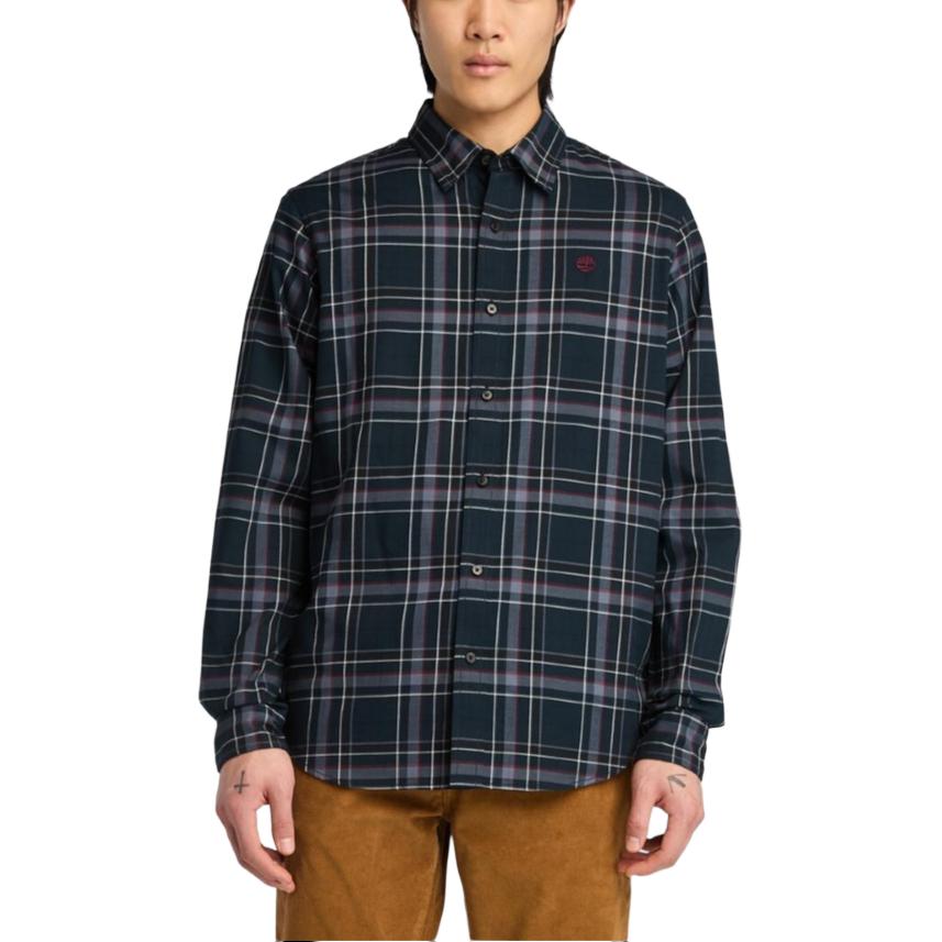 Timberland Plaid Button-Down Outdoor Long Sleeve Shirt Men Shirts Deep-Sapphire Wheat A44G5-B68