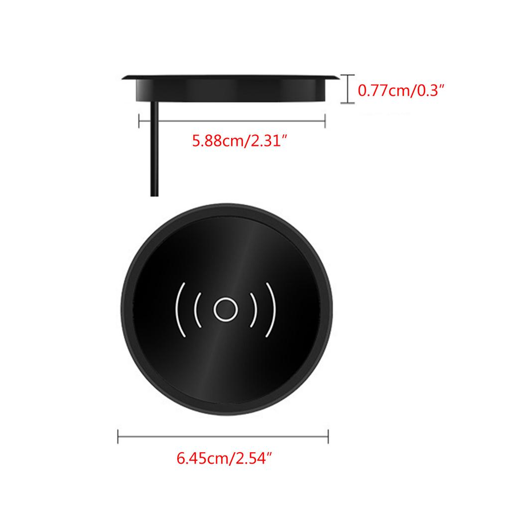 15W Desk Embedded Wireless Charger for Phone 15 S22 Counter Desktop Bedside Table Furniture Office Smartphones Charger