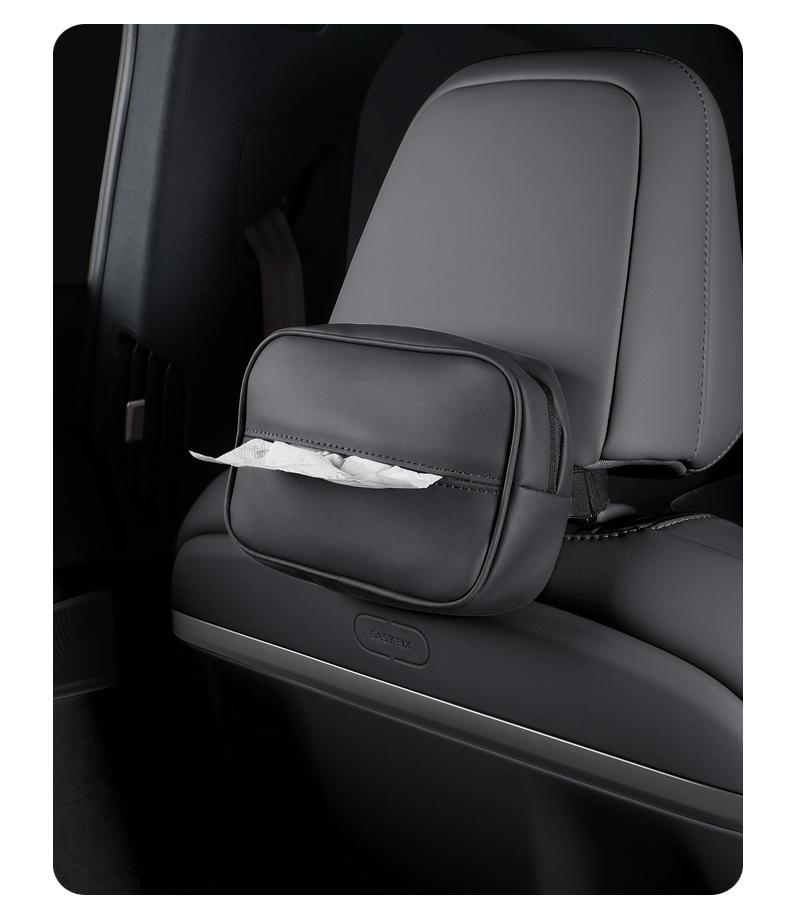 Letao L60 Leather Zipper Seat Tissue Bag - Original Car Color, Convenient Storage for Interior.